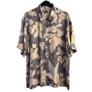 Tommy Bahama Mens 100% Floral Silk Button Up Short Sleeve Shirt Resortwear Large
